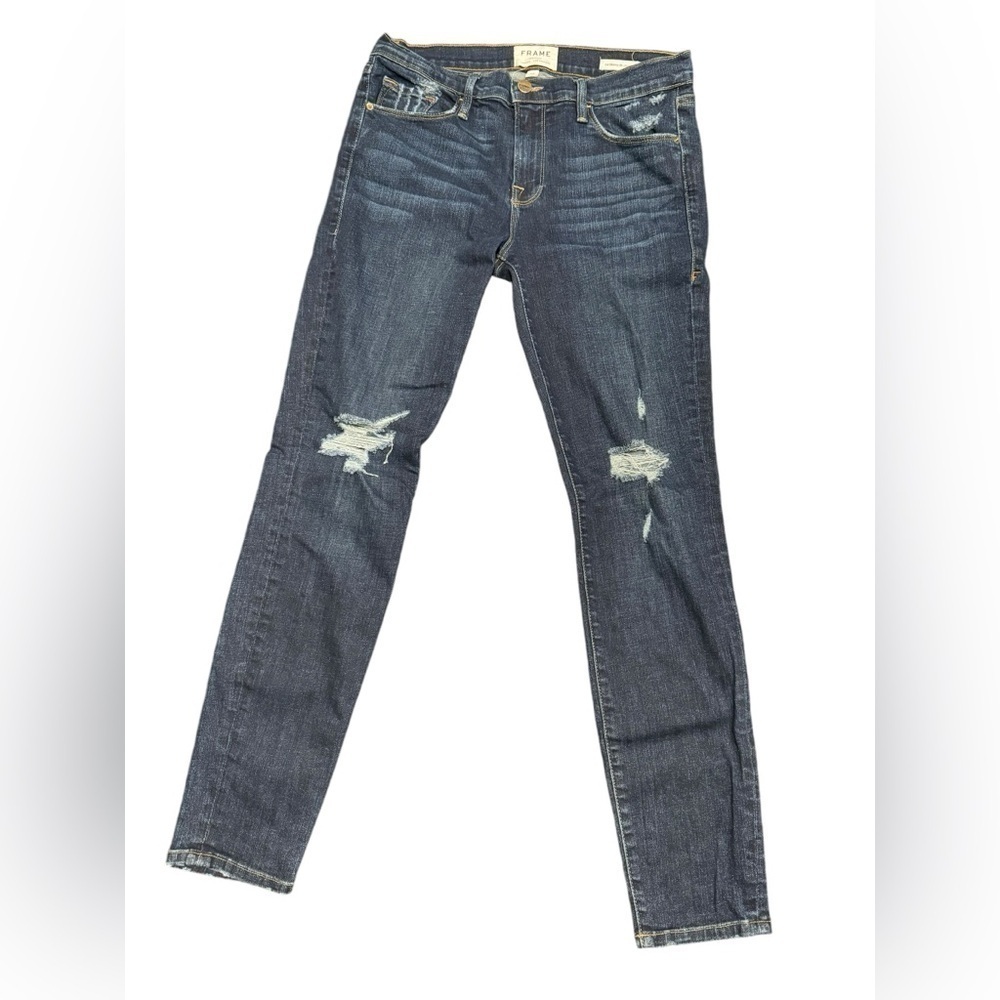 Frame Denim Le Skinny de Jeanne Ripped Blue Jeans Womens Size 29